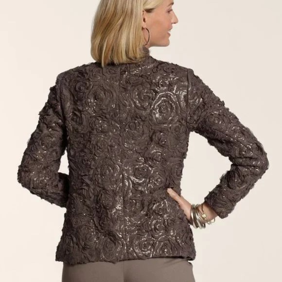 Chico’s ~Rose Sequin Jacket in Texas Taupe - Picture 8 of 9